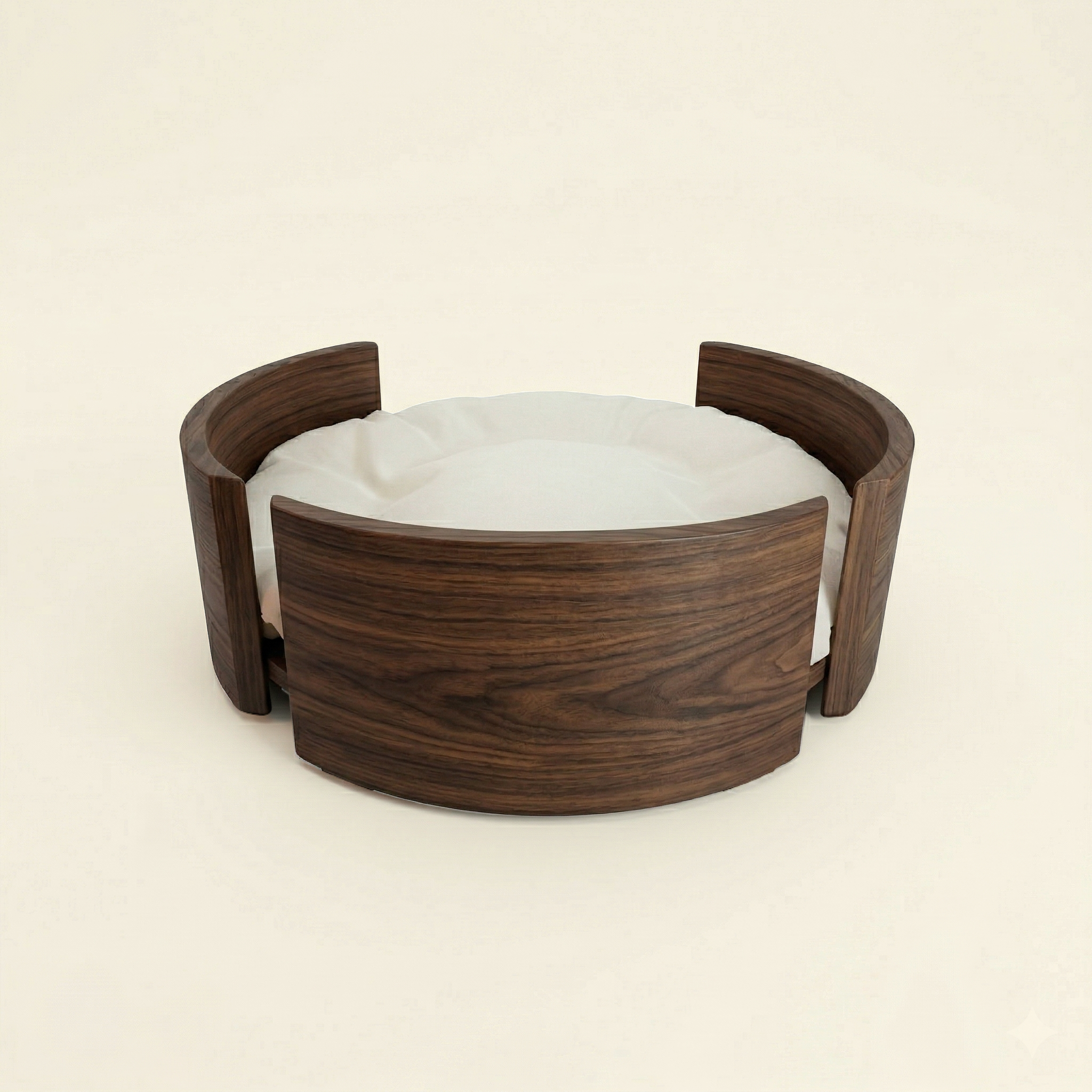 Cama Redonda de Madera de Fresno Maciza para Mascotas