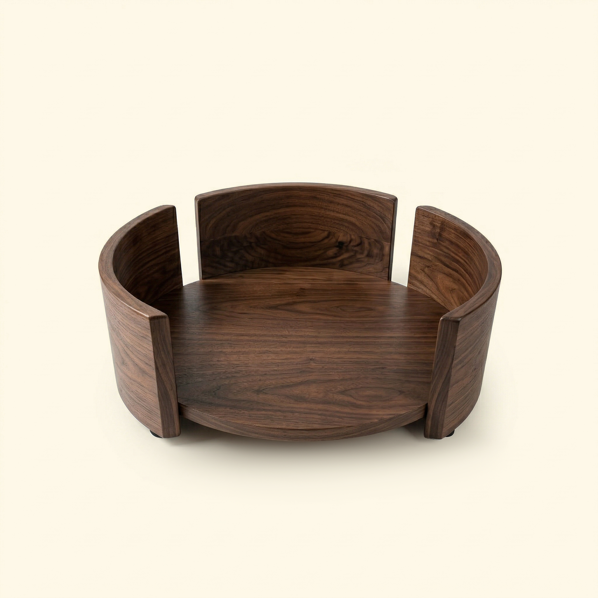Cama Redonda de Madera de Fresno Maciza para Mascotas