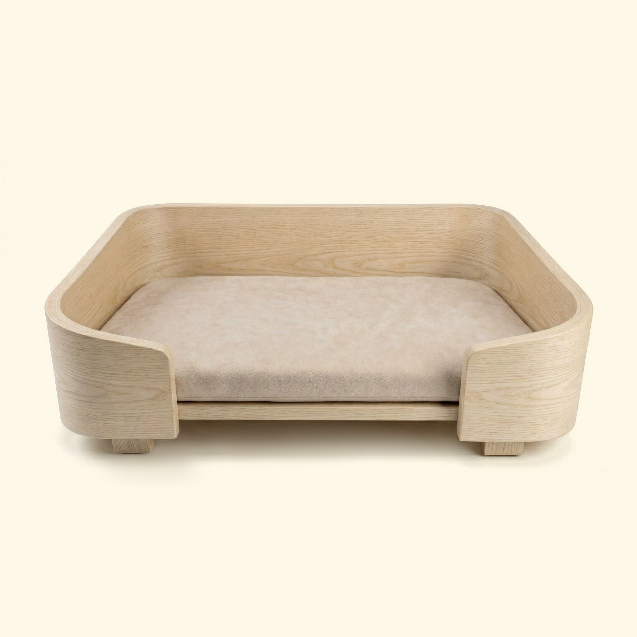 Cama cuadrada de nogal macizo para mascotas