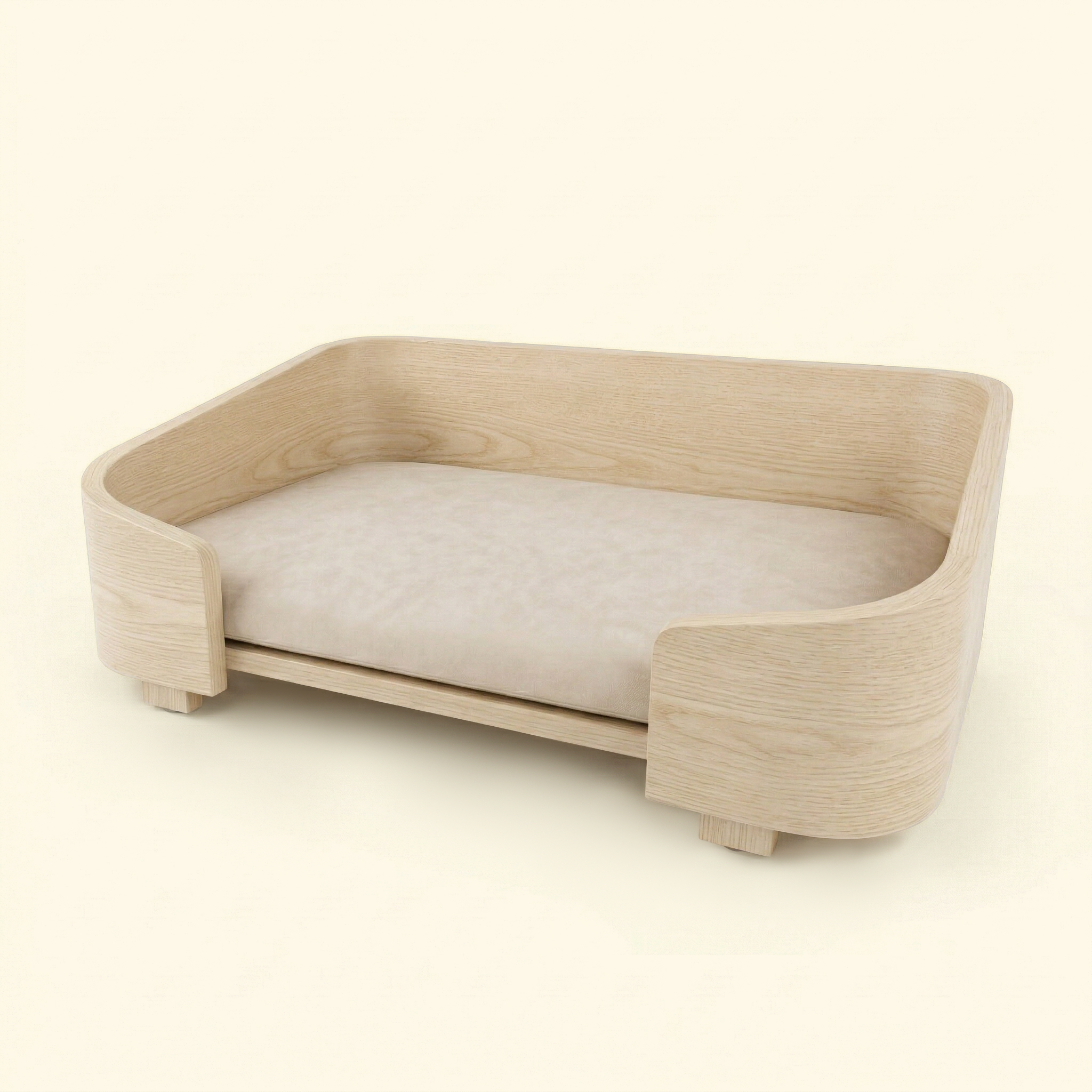 Cama cuadrada de nogal macizo para mascotas