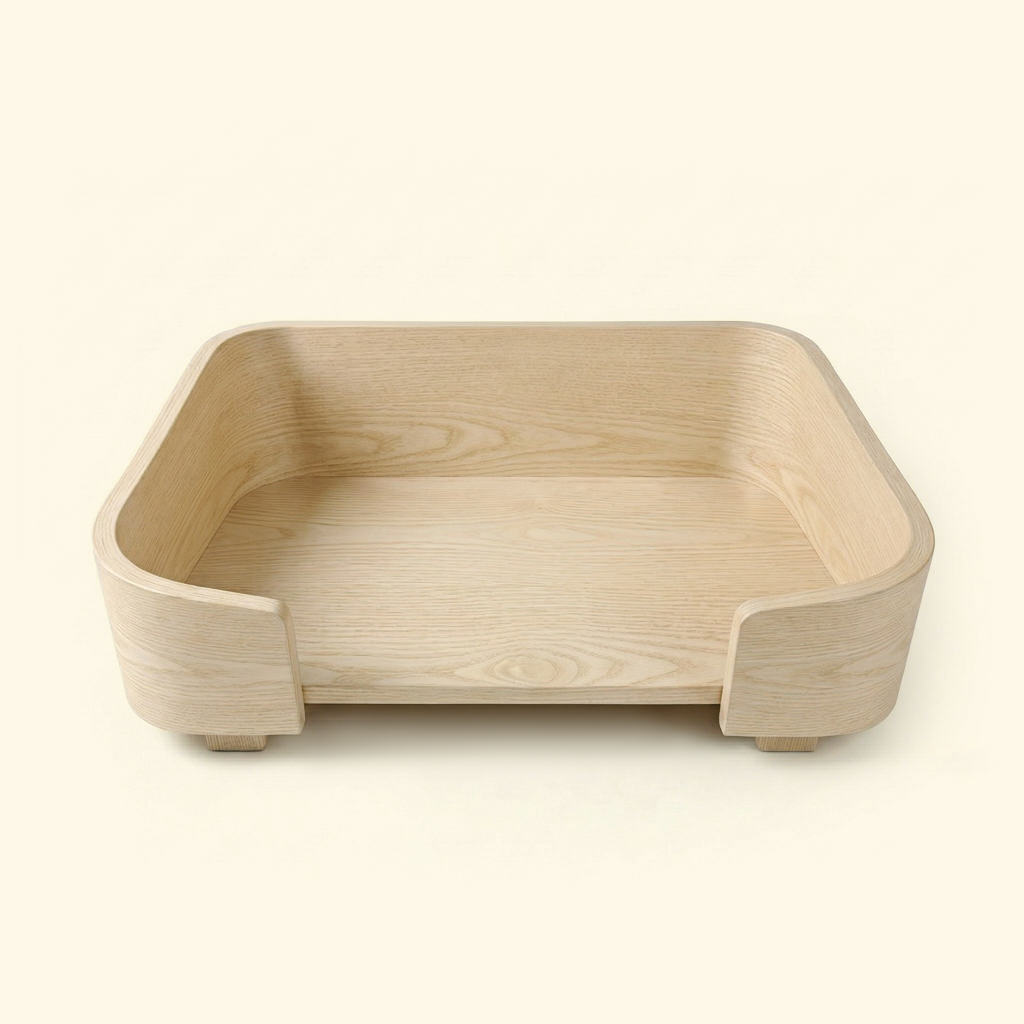 Cama cuadrada de nogal macizo para mascotas