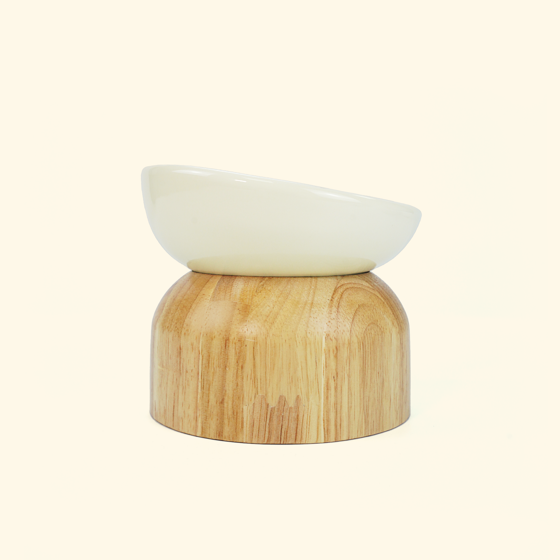 Wooden Elevated Ceramic Bowl