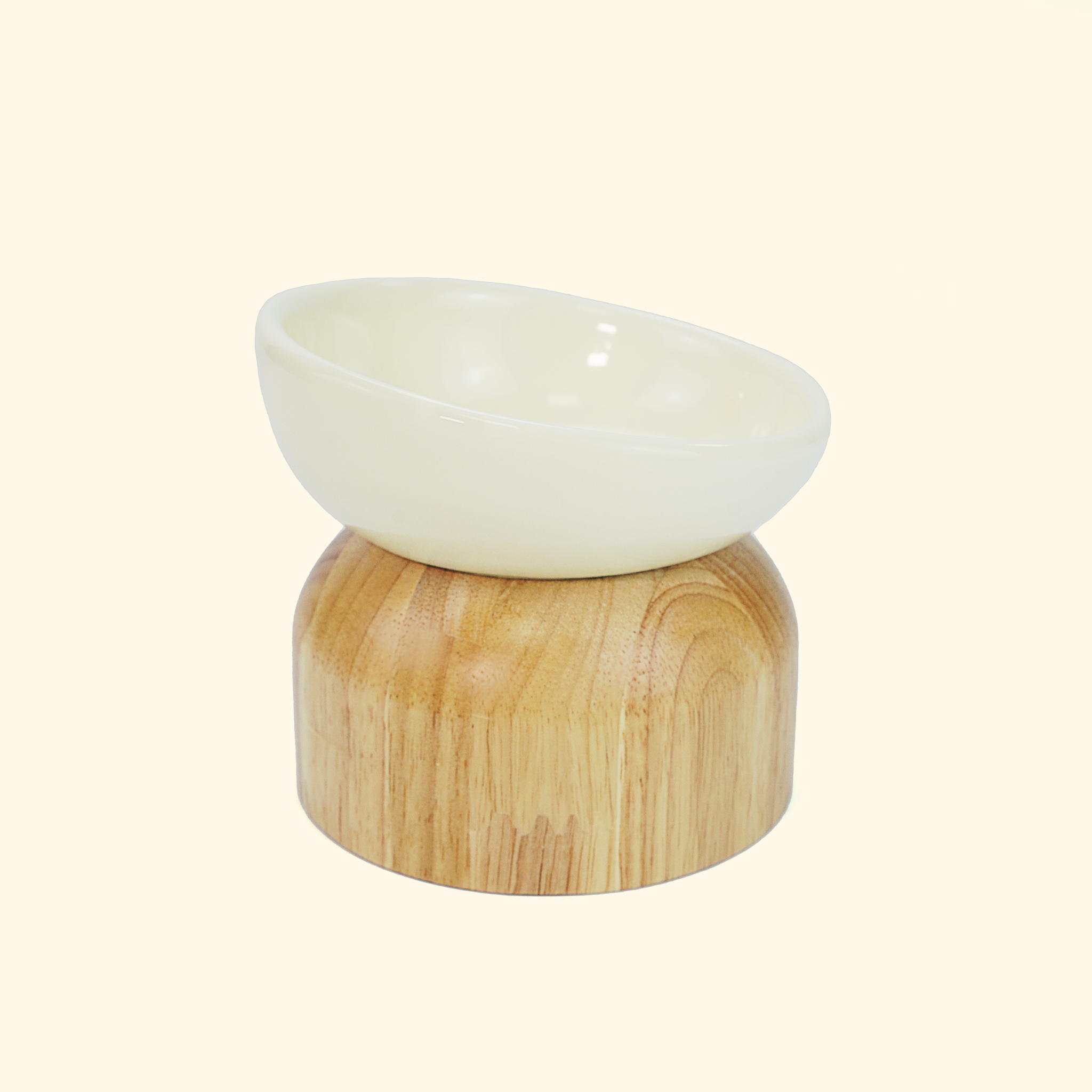 Wooden Elevated Ceramic Bowl