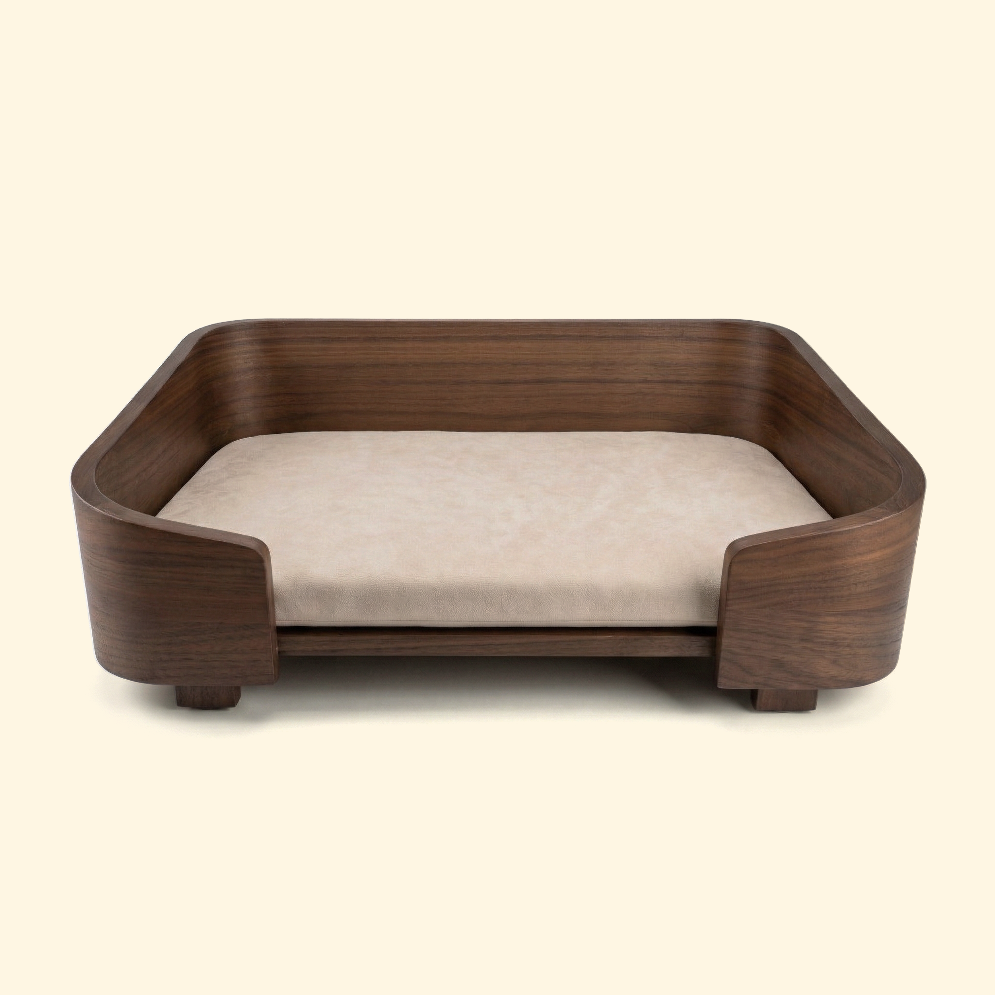 Square Solid Walnut Wood Pet Bed
