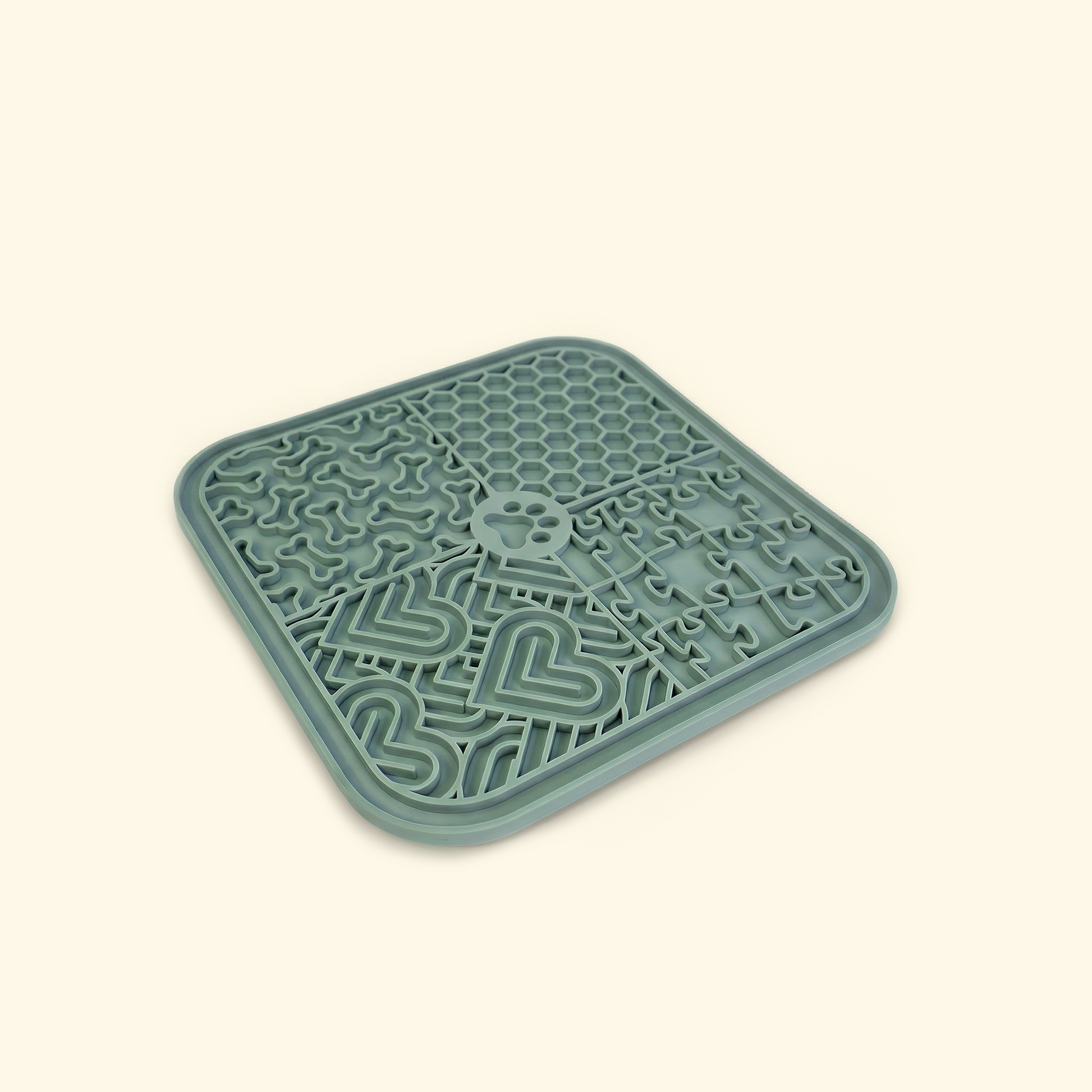 Square multi-shape lick and slow-feed mat with strong suction base