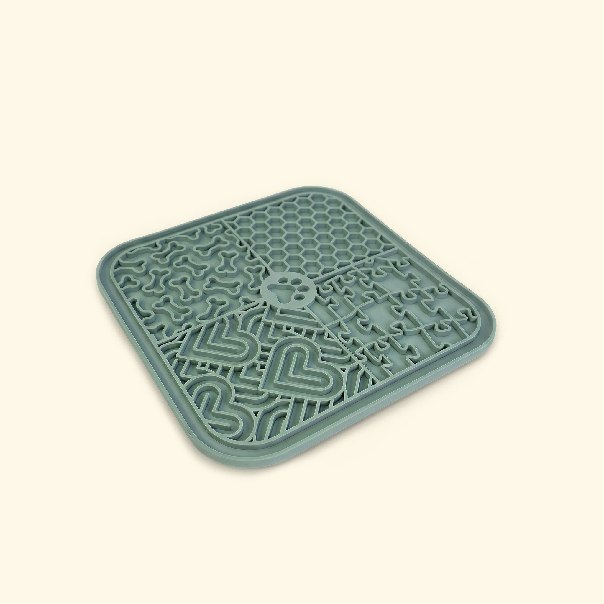 Square multi-shape lick and slow-feed mat with strong suction base