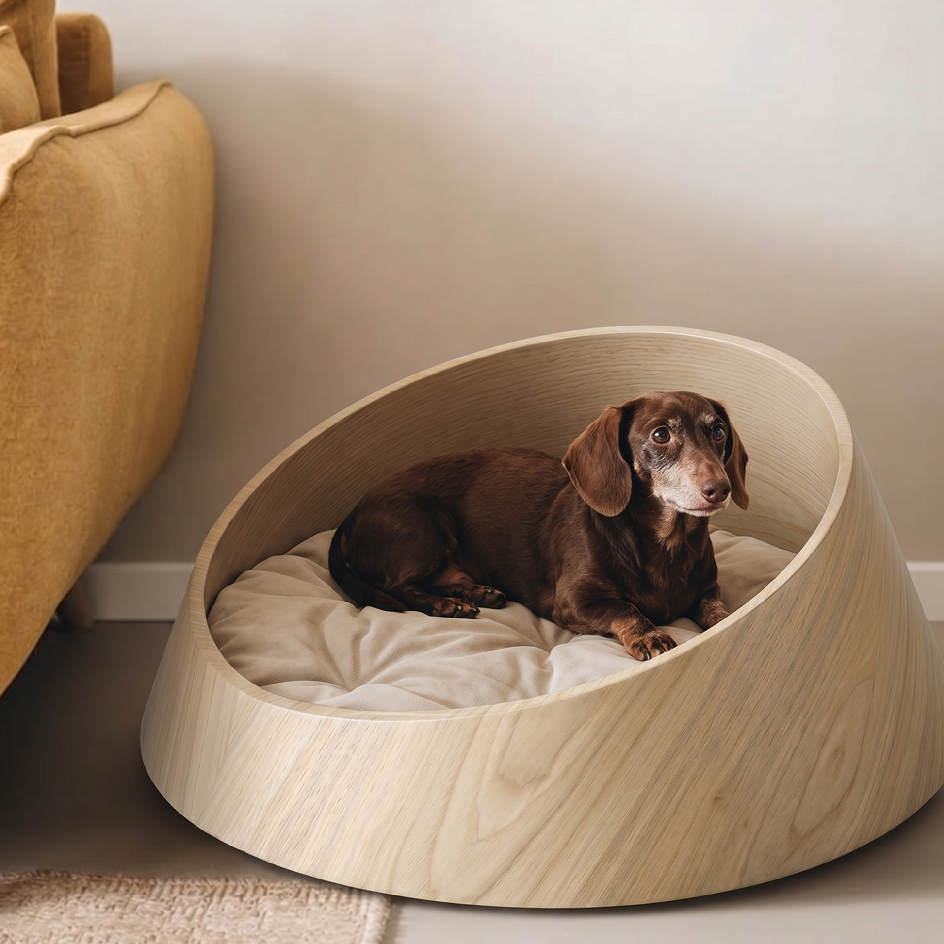 Basin Solid Wood Pet Bed