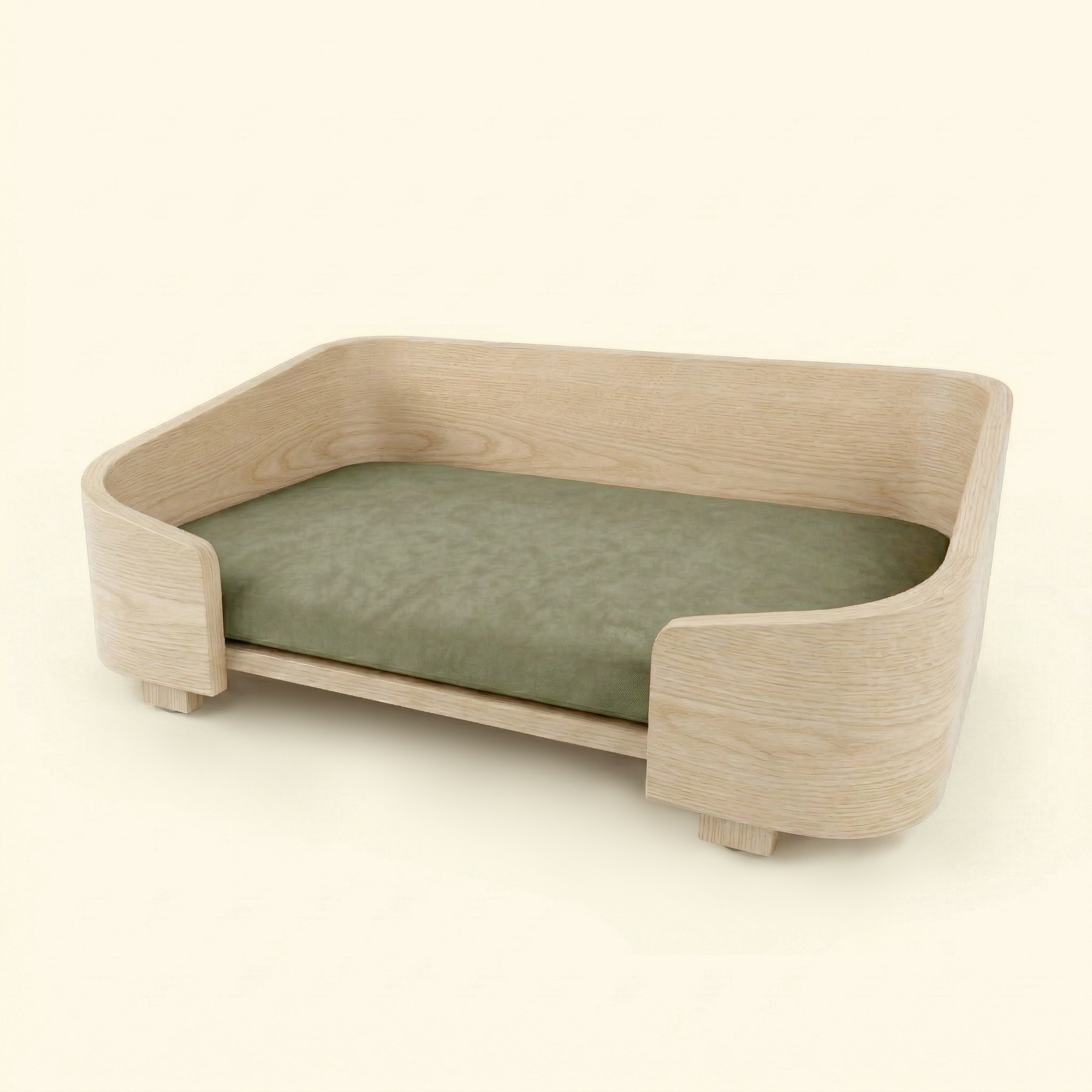 Cama cuadrada de nogal macizo para mascotas