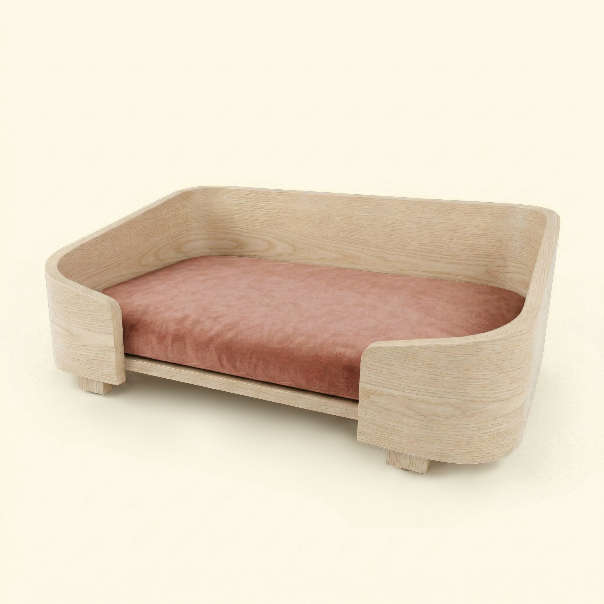 Cama cuadrada de nogal macizo para mascotas