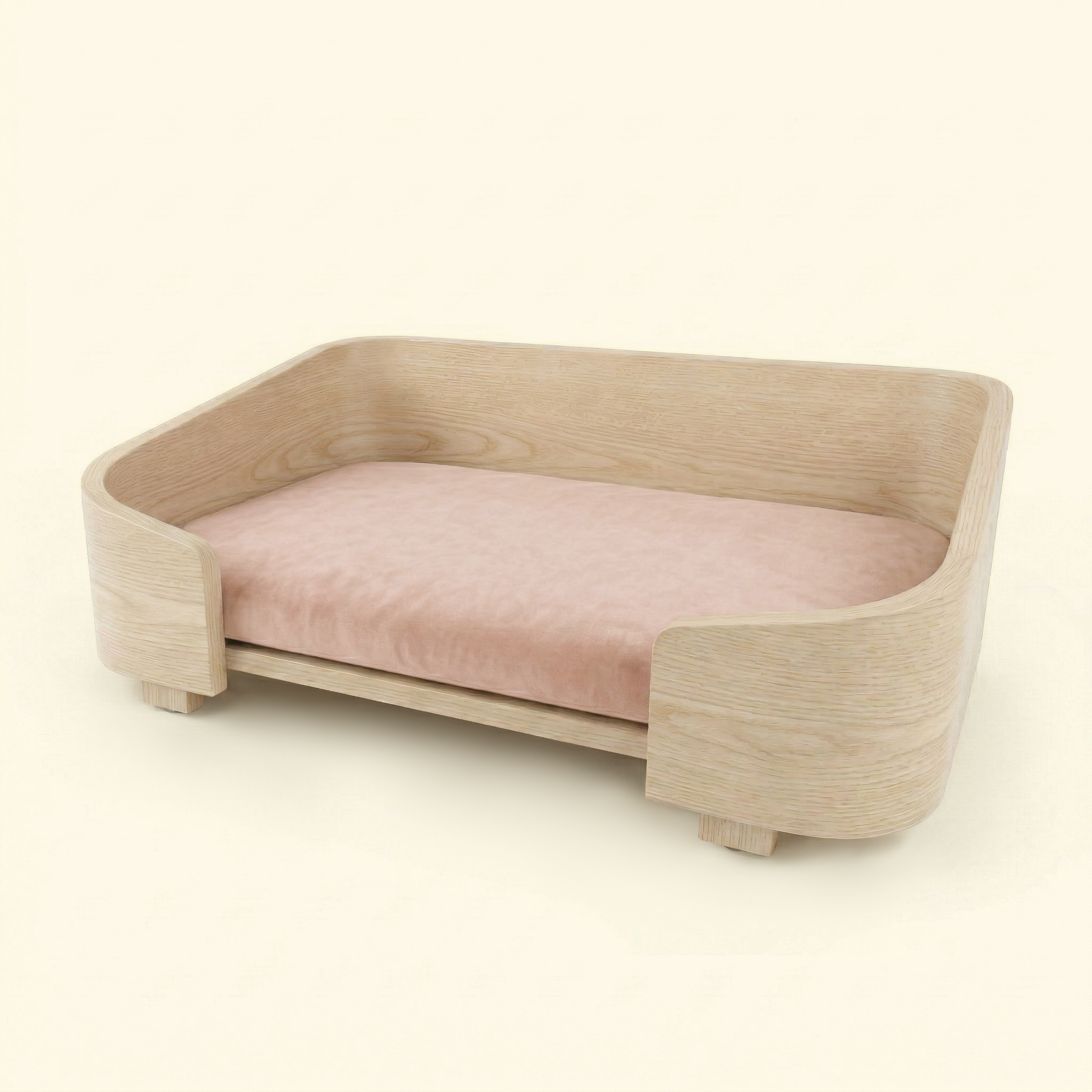 Cama cuadrada de nogal macizo para mascotas