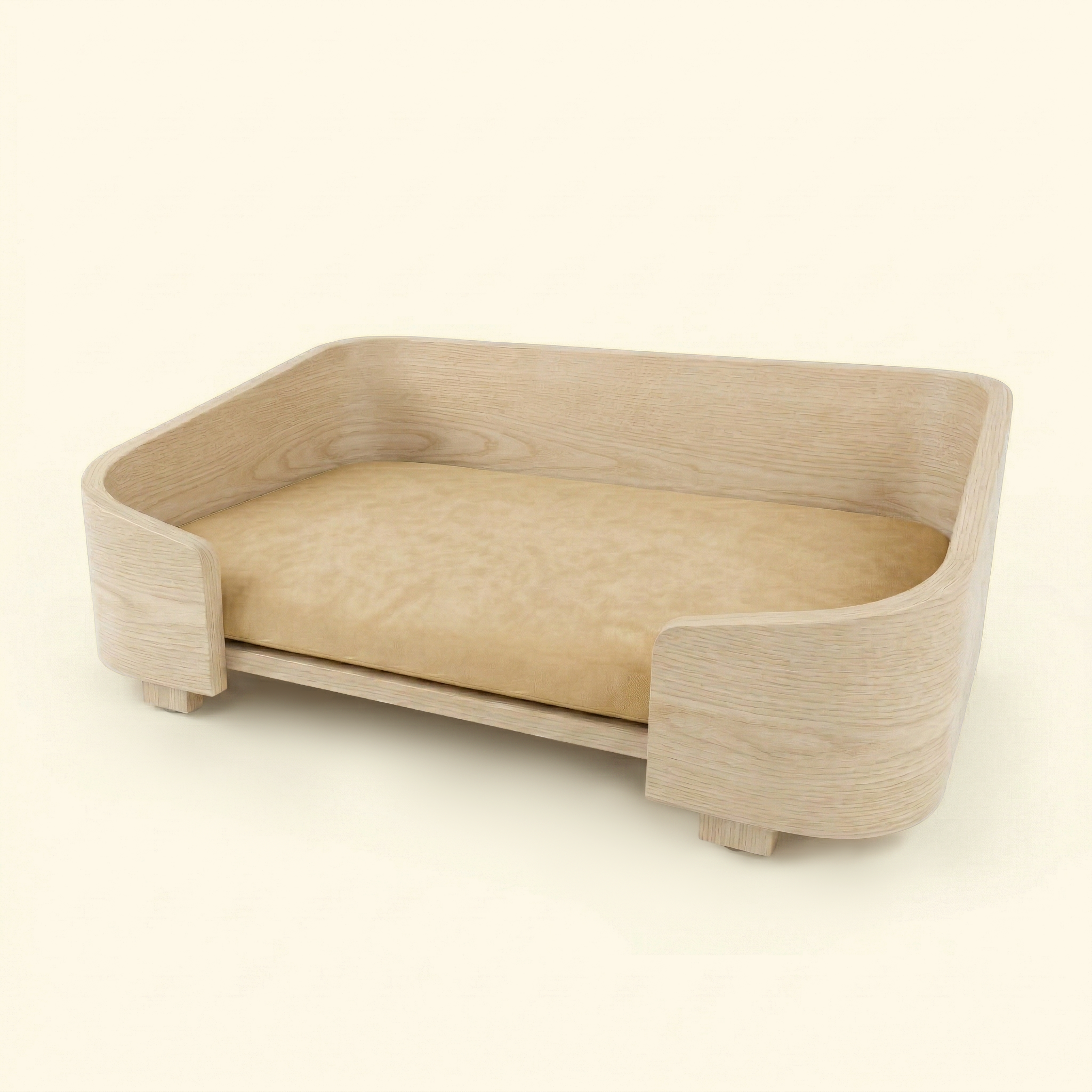 Cama cuadrada de nogal macizo para mascotas