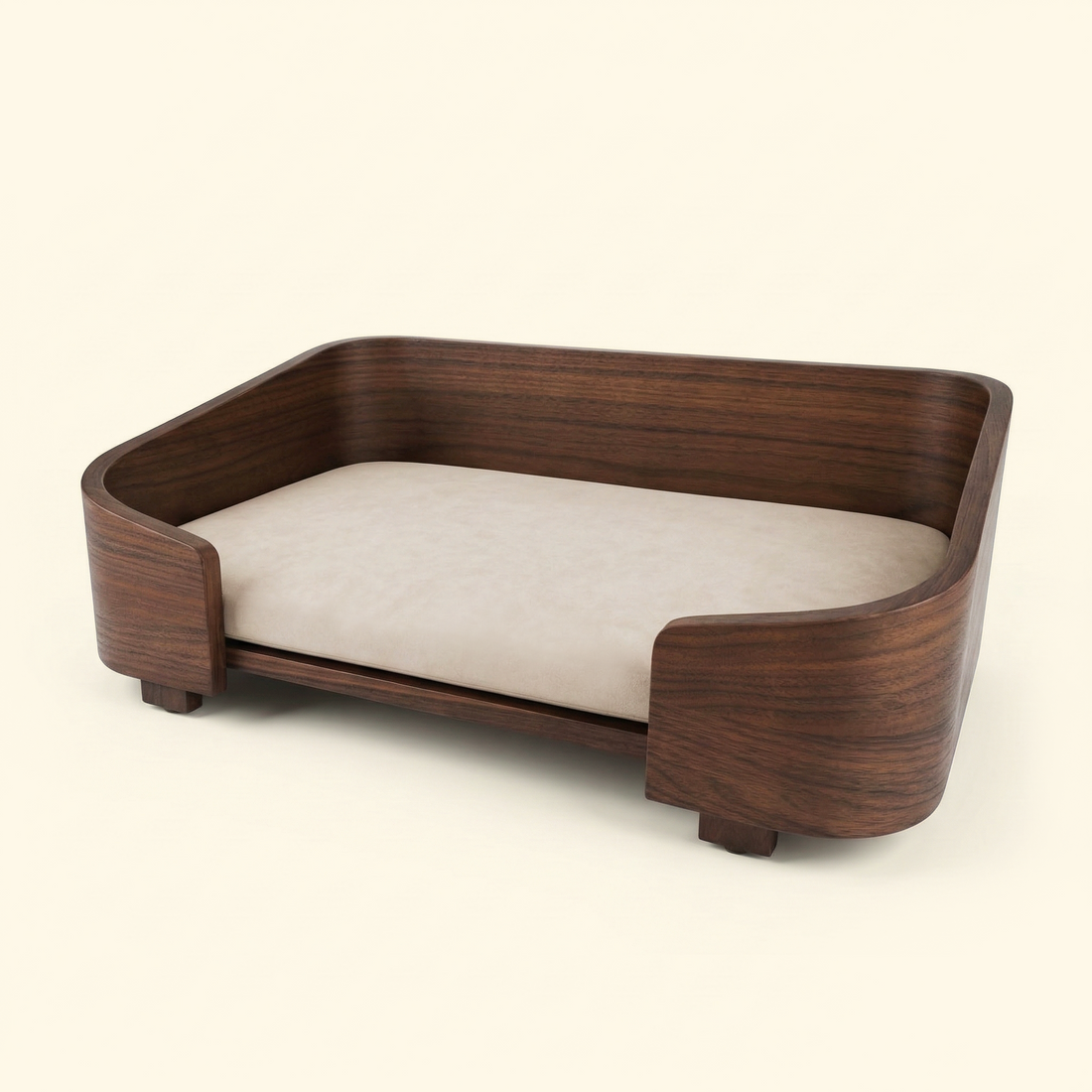 Square Solid Walnut Wood Pet Bed