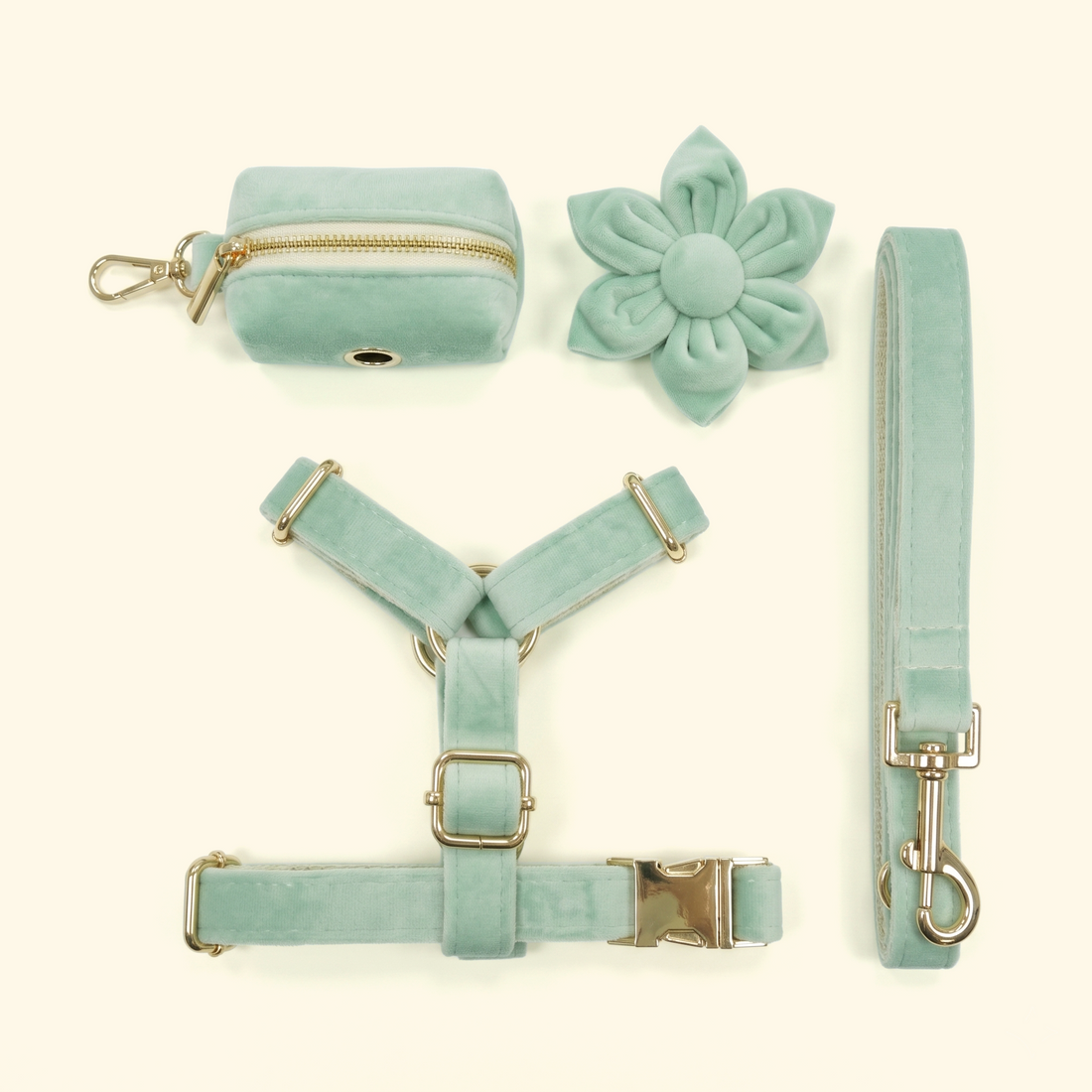 Velvet Harness Dog Walk Set