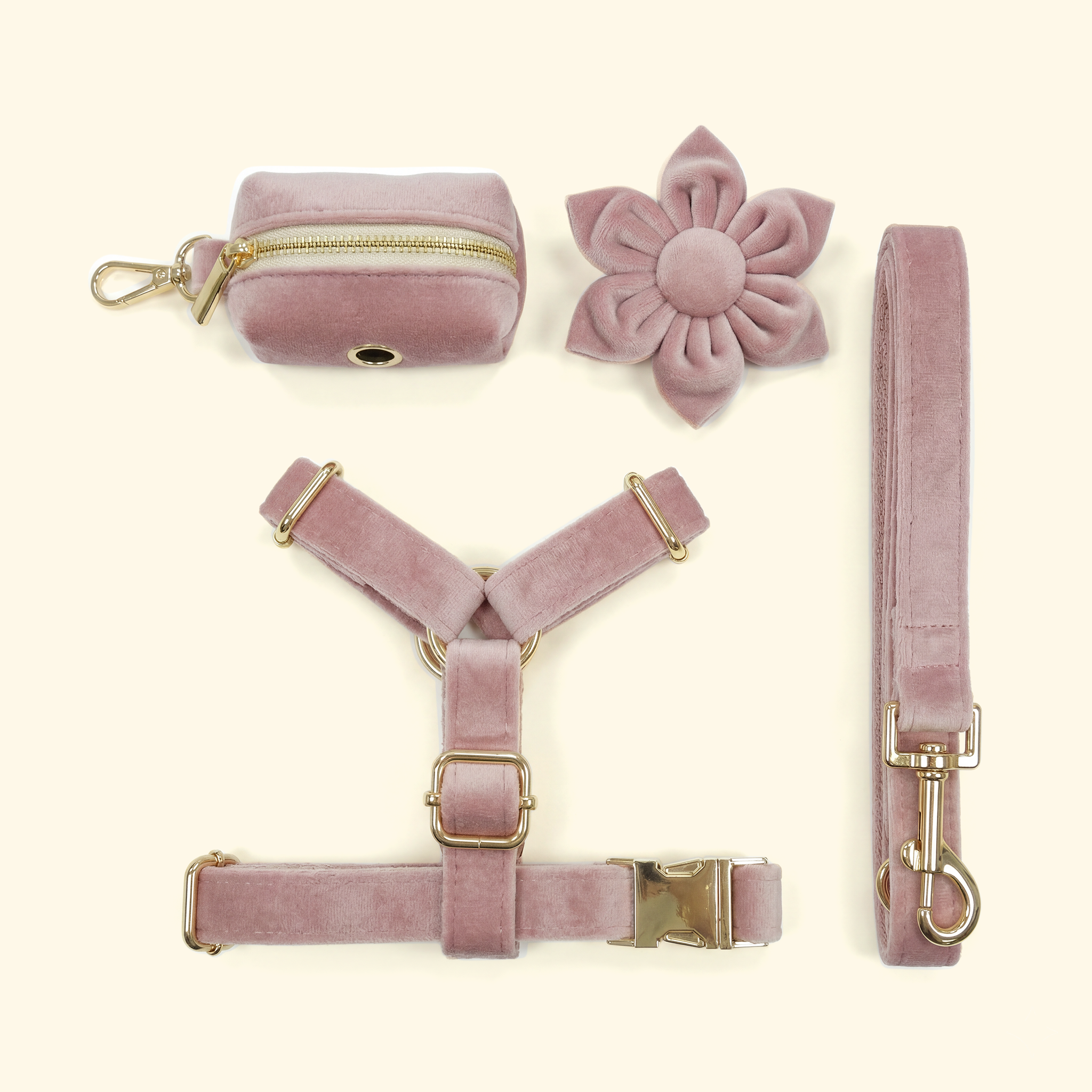 Velvet Harness Dog Walk Set