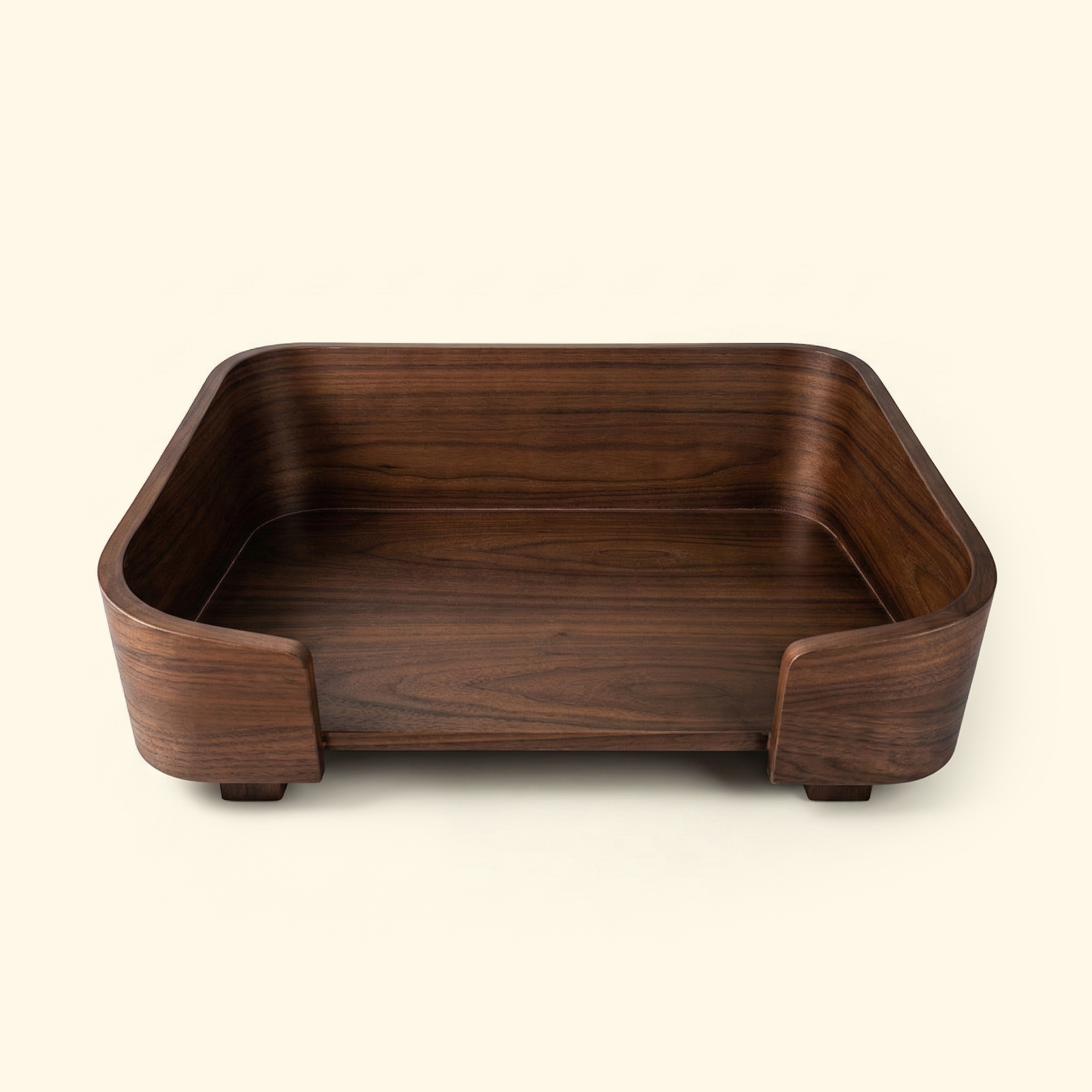 Square Solid Walnut Wood Pet Bed