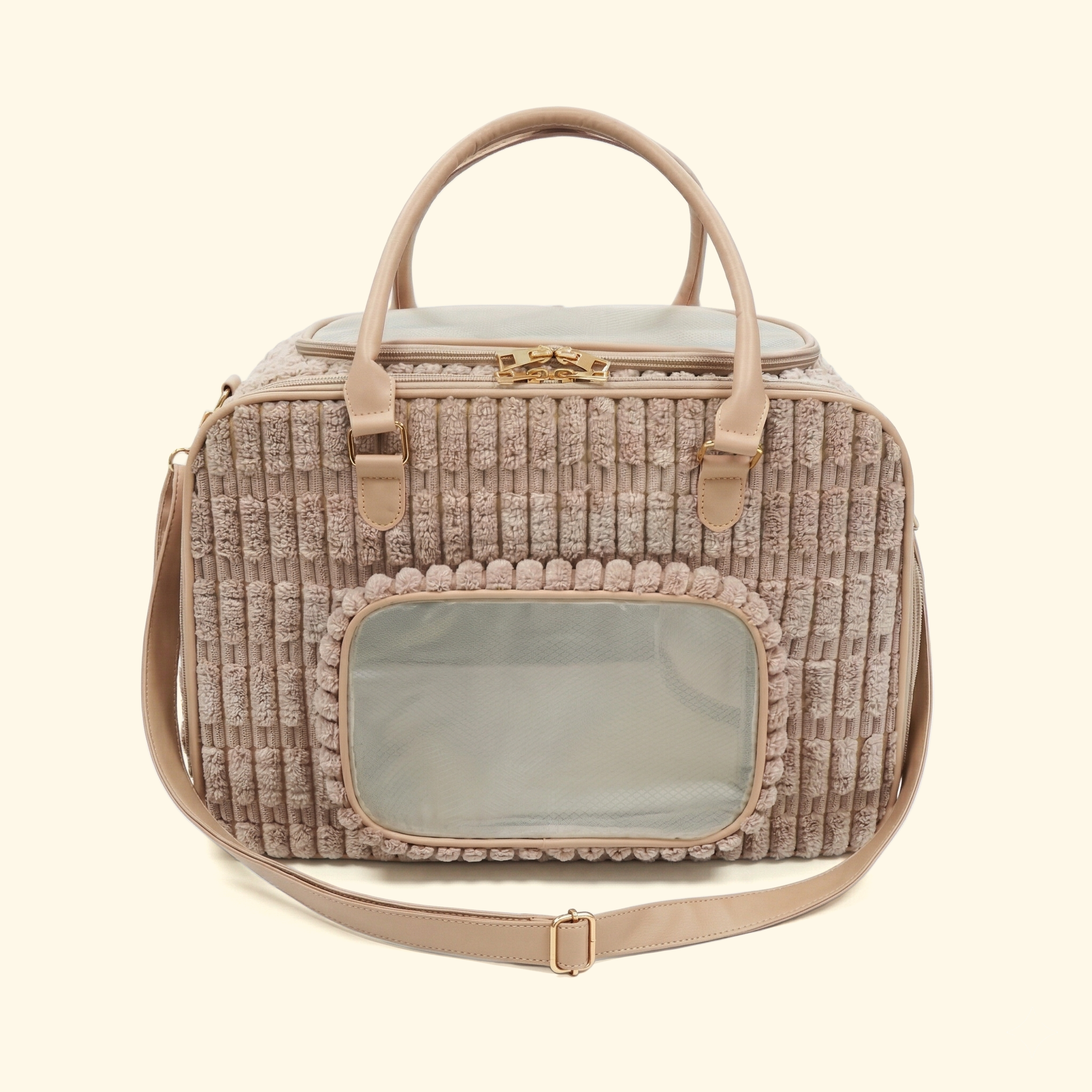 Striped Plush Pet Carrier
