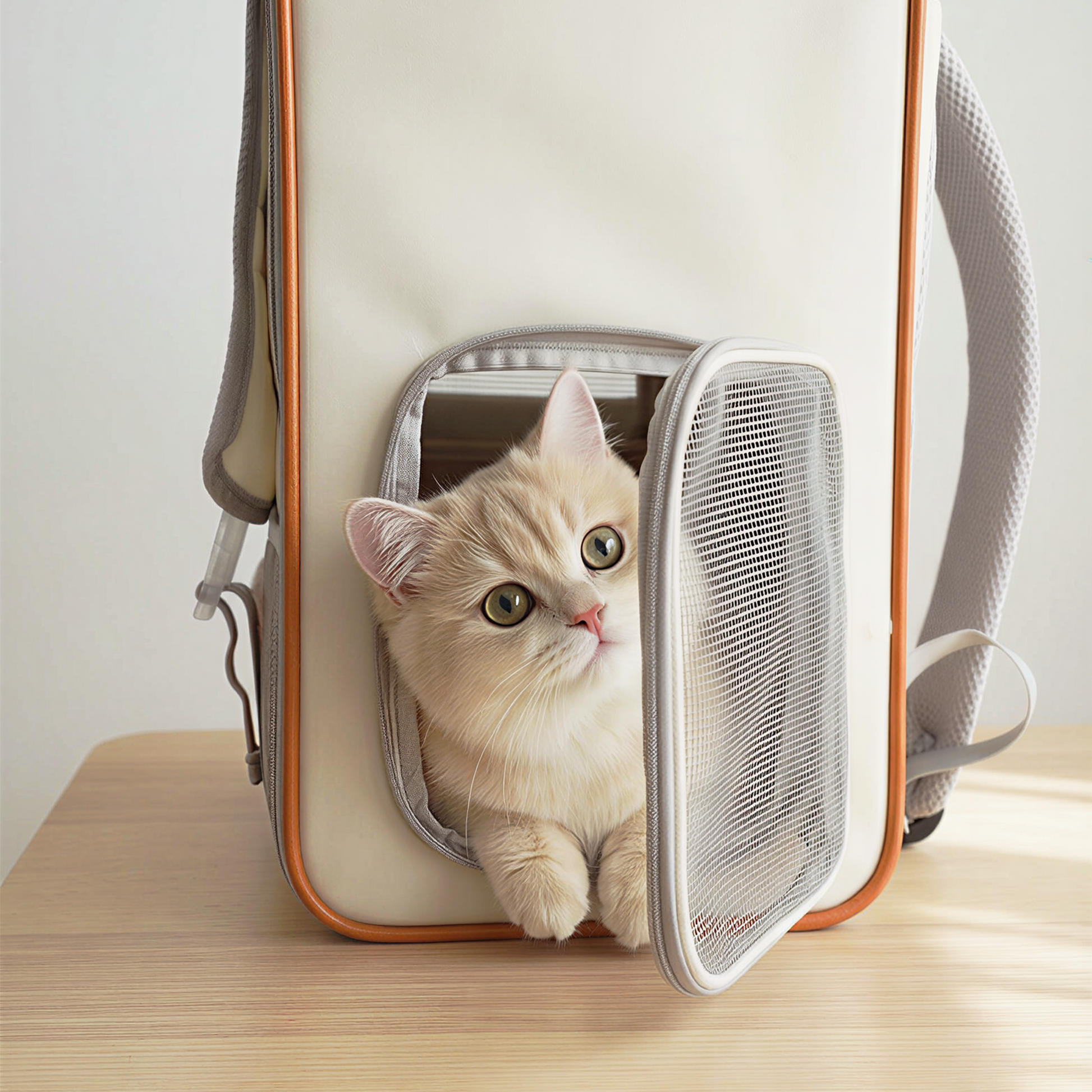 Structured pet backpack with sturdy frame and comfortable interior