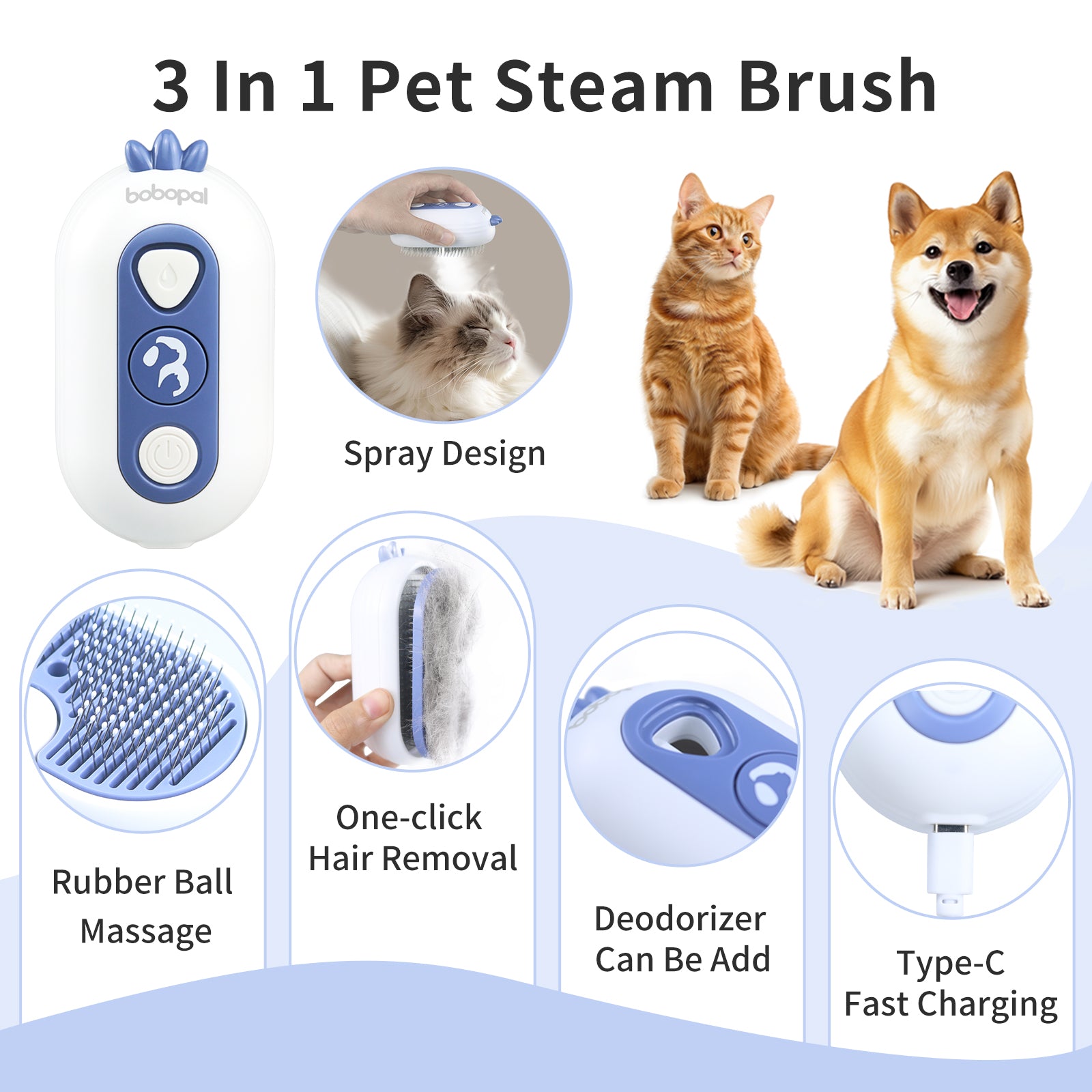 Bobopal Pet Steam Brush